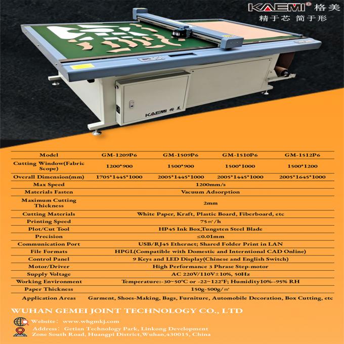 Mürekkep Atışı CAD Kesicisi Çizelge Makinesi Ayakkabı Çantaları Giyim Kumaş Kağıt Deseni 2